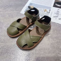 Women's Breathable Roman Sandals – Closed Heel, Velcro Strap, Round Toe