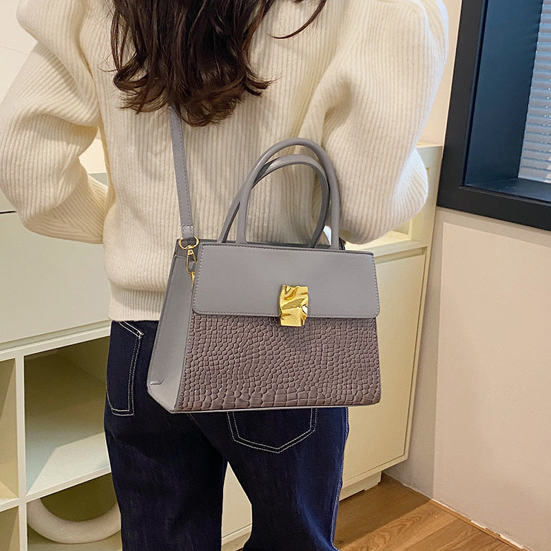 Retro Crossbody Tote Bag for Women - PU Leather Patchwork Handbag with Adjustable Strap