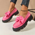 Women's Vintage Bow-Tie Loafer Shoes | Chunky Heel Slip-On