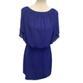 JustFab Womens Large Gathered Waist Sheer Polyester Cap Sleeve Knee Length Dress