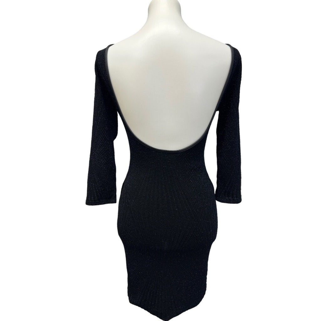 Love Chesley Womens Medium Long Sleeve Blue Glitter Nylon Blend BodyCon Dress