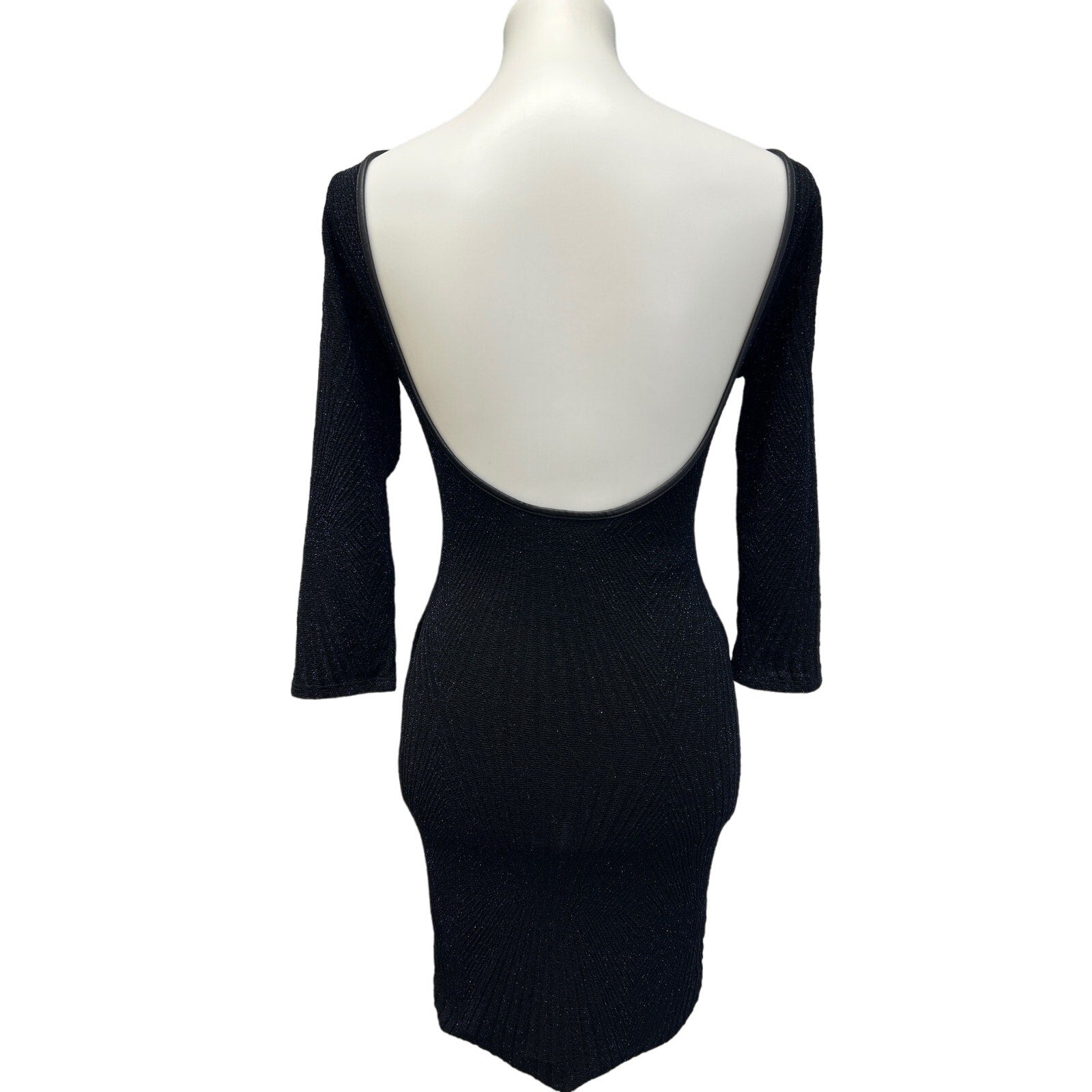 Love Chesley Womens Medium Long Sleeve Blue Glitter Nylon Blend BodyCon Dress