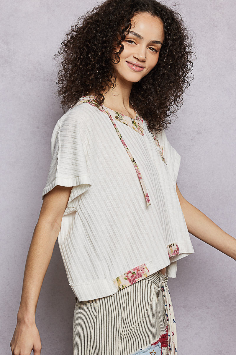 POL Short Sleeve Hooded Top with Back-Open Detail