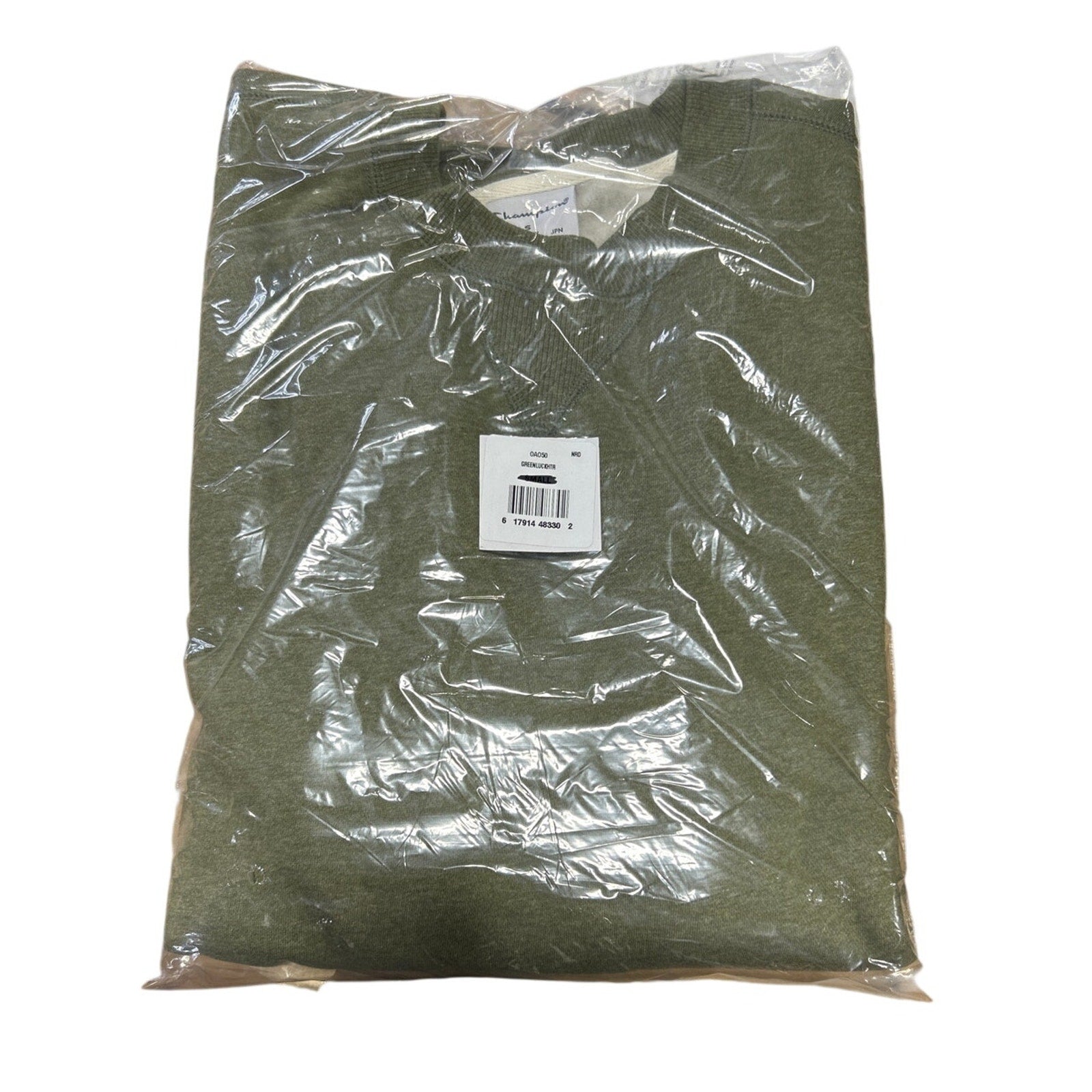New Champion Mens Large Army Green Sueded Fleece Pullover Crew Neck Sweatshirt