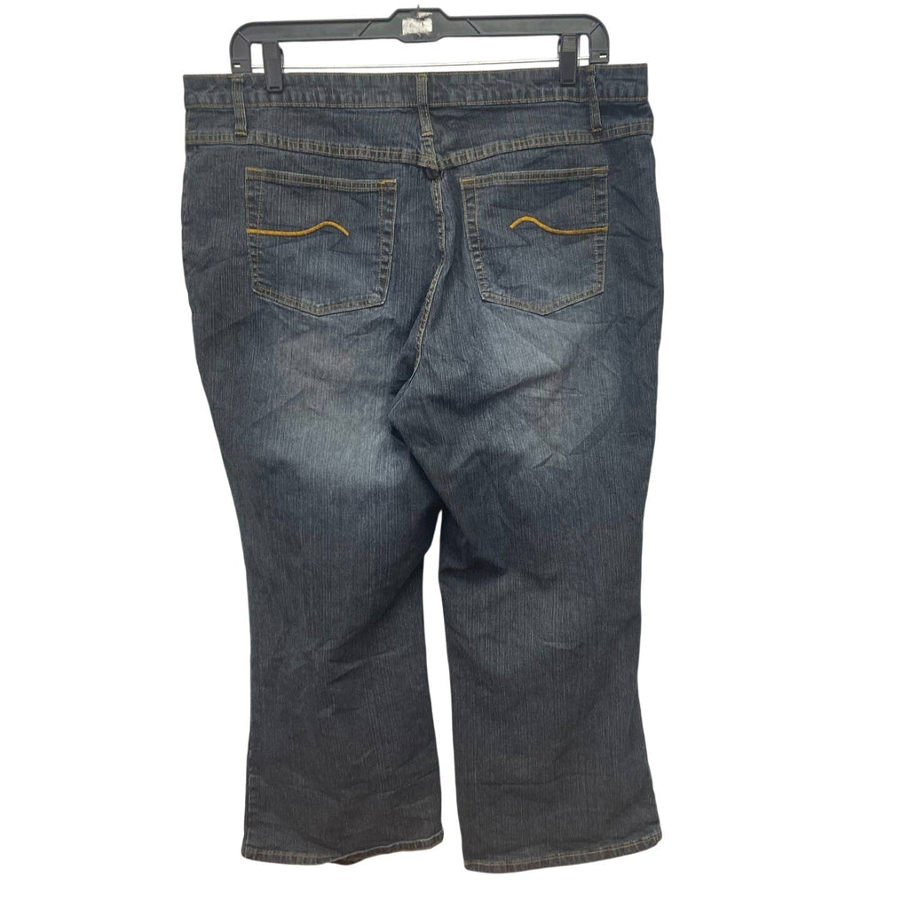 Zana-Di Womens Size 22S Short Ramie Cotton Blend Dark Wash Boot Cut Denim Jeans