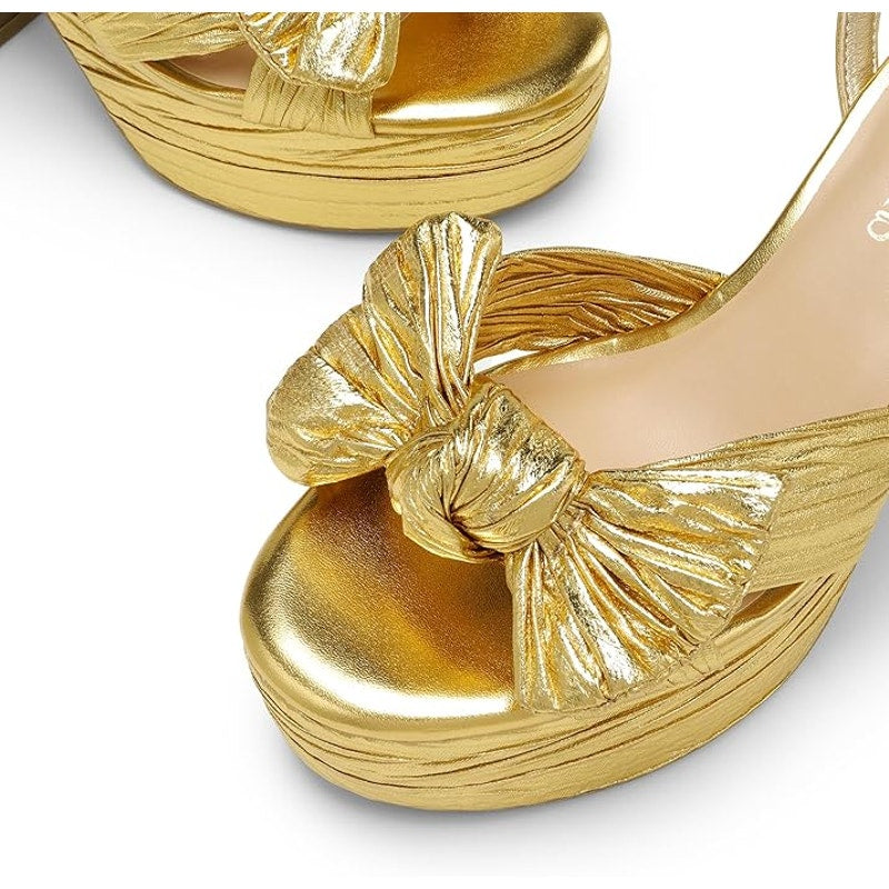 New Dream Pairs Womens 9.5 Gold 4.5" Platform Heel Ankle Strap Open Toe Shoes
