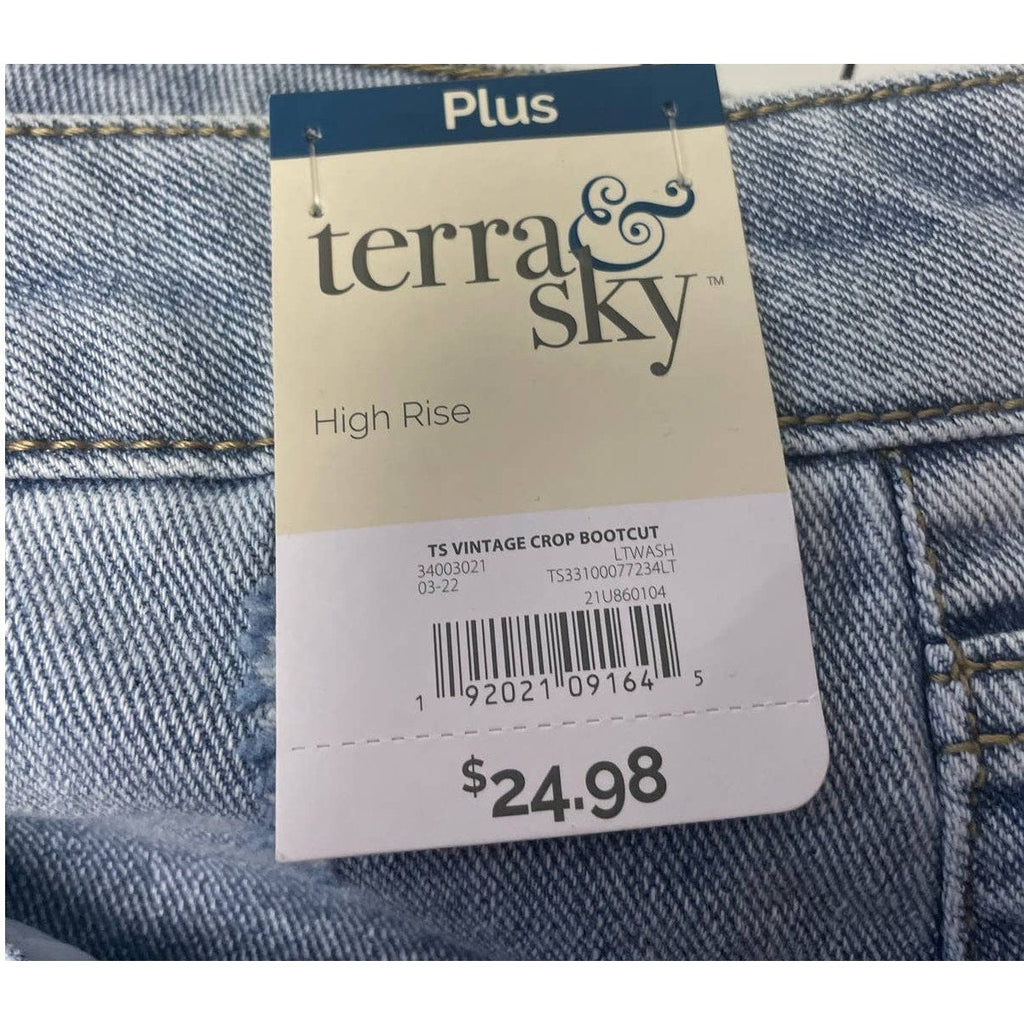 New Terra & Sky Plus Size 20W Stone Washed High Rise Stretch Denim Blue Jeans