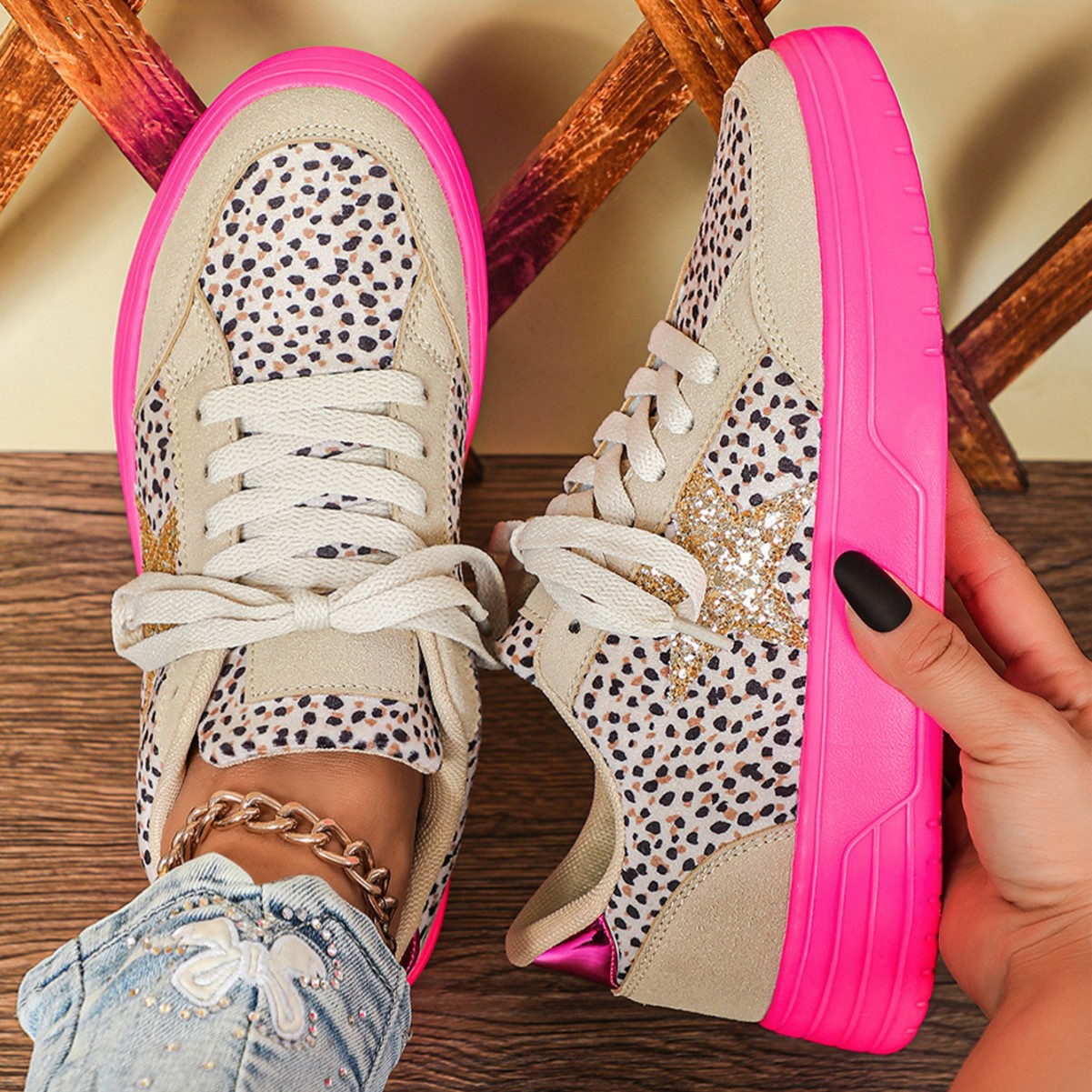 Leopard Print Retro Skate Shoes | Unisex Low-Top Sneakers | Men's & Women's
