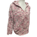 Cupio Womens Large Long Sleeve Acrylic Blend Hooded Pullover Pink White Sweater
