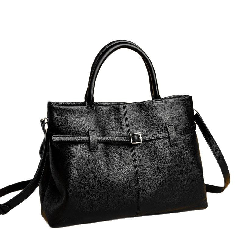Women's Genuine Leather Tote Handbag – Large Capacity Shoulder Bag with Chain Strap