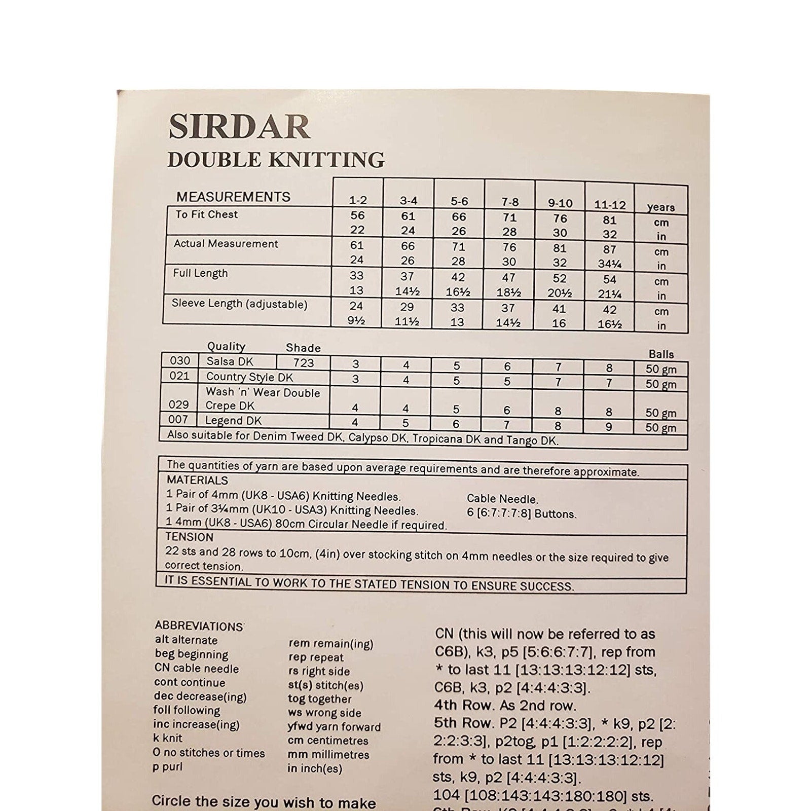 New Sirdar 4275 Salsa Double Knitting Child Jacket Cardigan Sweater Pattern