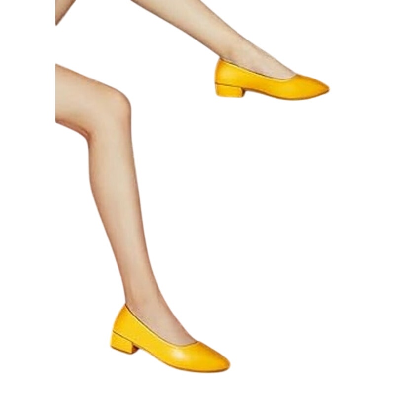 Hash Bubbie Womens Size 5 Yellow 1.5" Block Heel Closed Toe Slip On Shoes