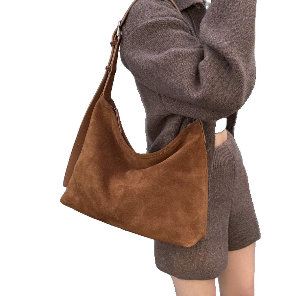 Matte Cowhide Leather Shoulder Bag – Women's Commuter Crossbody Tote | Genuine Leather Handbag