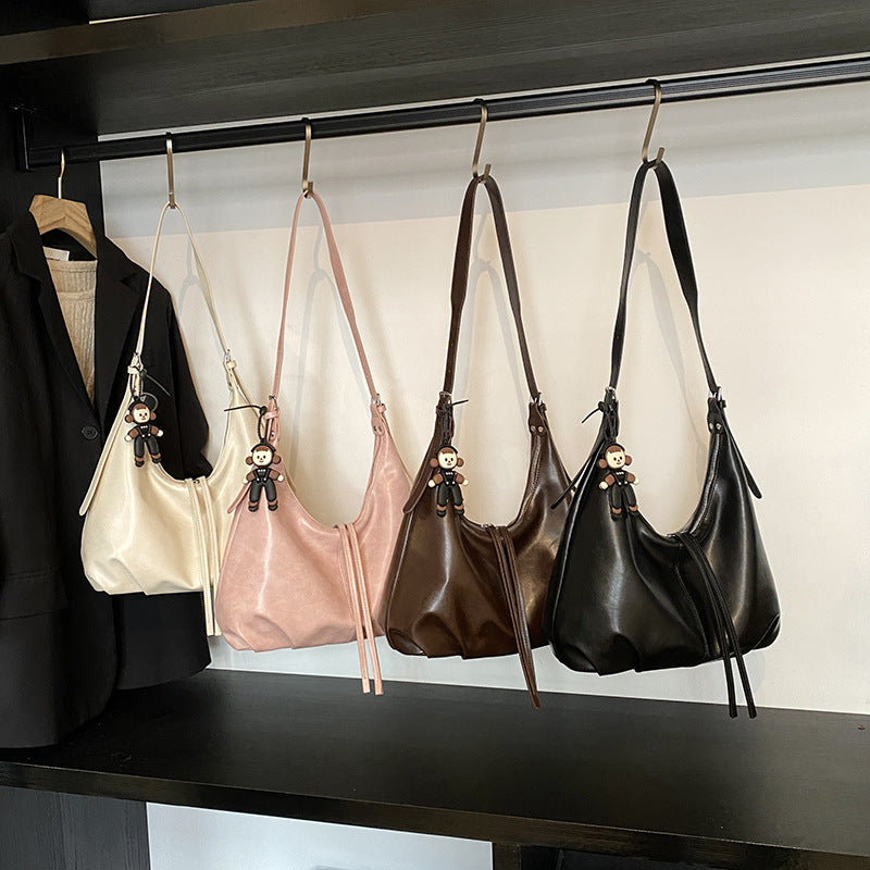 Retro Korean-Style PU Leather Shoulder Bag
