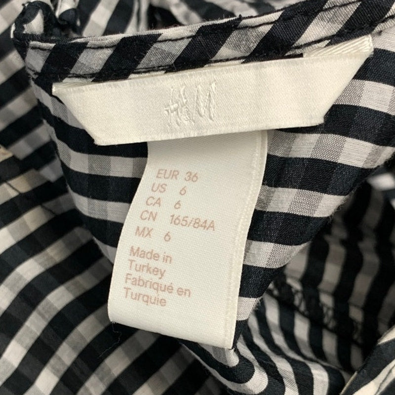 H & M Womens Size 6 Lightweight Gingham Ruffled Shoulder Sleeveless Sheath Dress