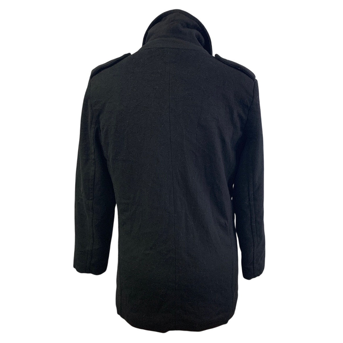 Haggar Mens Large Black Zip Button Collared Fully Lined Wool Blend Winter Coat