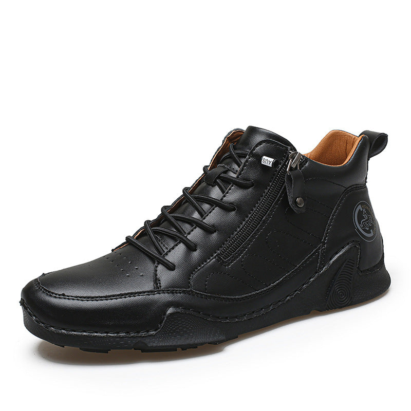 Men's Casual Microfiber Leather Lace-Up Sneakers | Plus Size Athletic Shoes