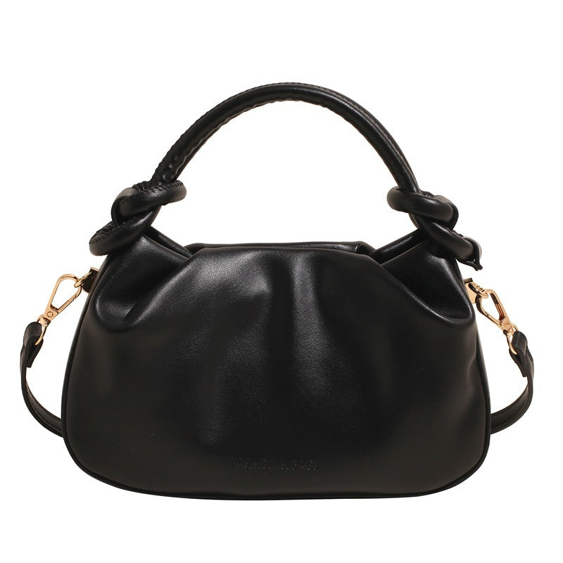 Women's Cloud Pleated Crossbody Bag - Minimalist PU Leather Shoulder Bag with Adjustable Strap