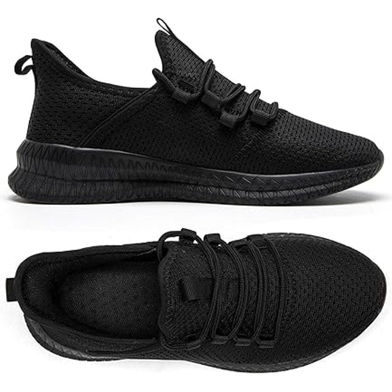 New Qujgs Womens Size 10 Black Breathable Mesh Lace Up Athletic Sneaker Shoes