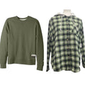 New Champion Unisex Large Green Pullover Sweatshirt w Bonus Plaid Flannel Hoodie