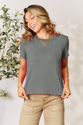 Soft Rayon Crewneck Tee with Short Sleeves