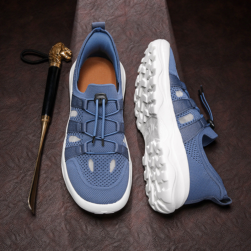 Men's Mesh Breathable Sneakers – Lightweight Color-Block Low-Top Athletic Shoes