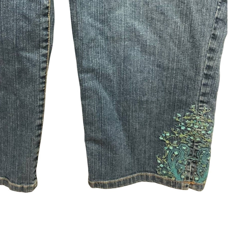 Gloria Vanderbilt Womens Size 14 Stretch Cotton Denim Blue Jean Capris w Flowers