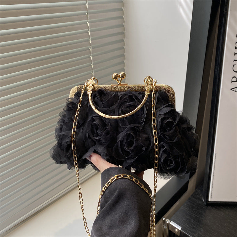 Rose Pattern Women's Crossbody Bag with Chain Strap | Chic Everyday Handbag