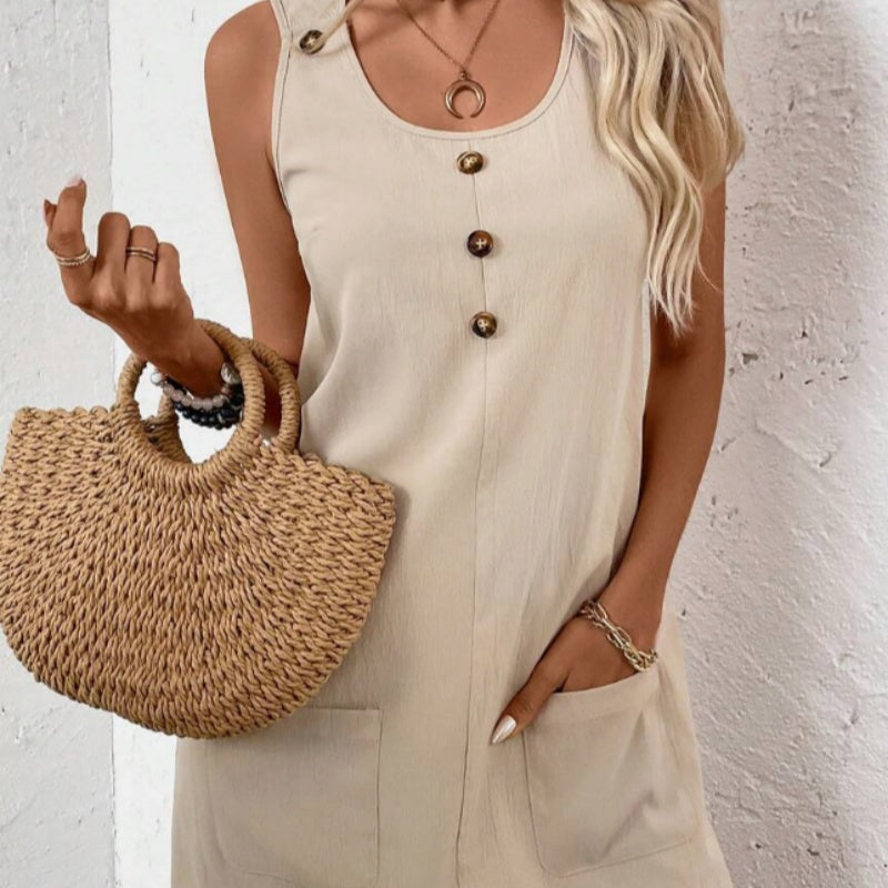 Women’s Solid‑Color Sleeveless A‑Line Dress