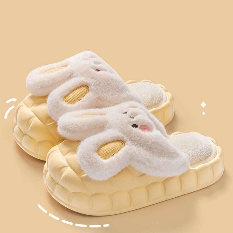 Unisex Cute Rabbit Fuzzy Slippers | Detachable Washable Plush House Shoes