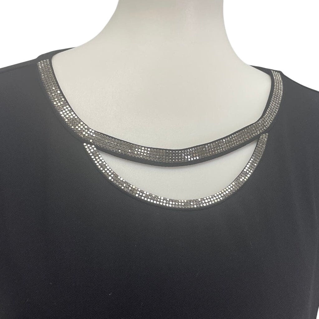 Cute Rhinestone Detail Womens Medium Stretchy Short Sleeve Basic Blouse Top