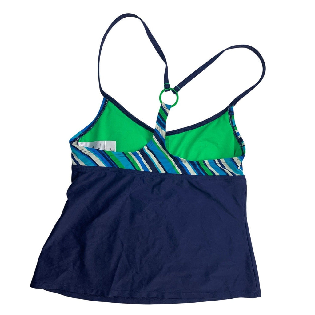 Adidas Womens Size 10 Striped Adjustable Thin Strap Ring Padded Swim Top ONLY