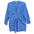 Gap Womens Medium 100% Cotton Striped Half Button V Neck Long Sleeve Shirt Dress