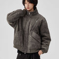 Mens Thick Solid-Color Wool Jacket Short Padded Coat