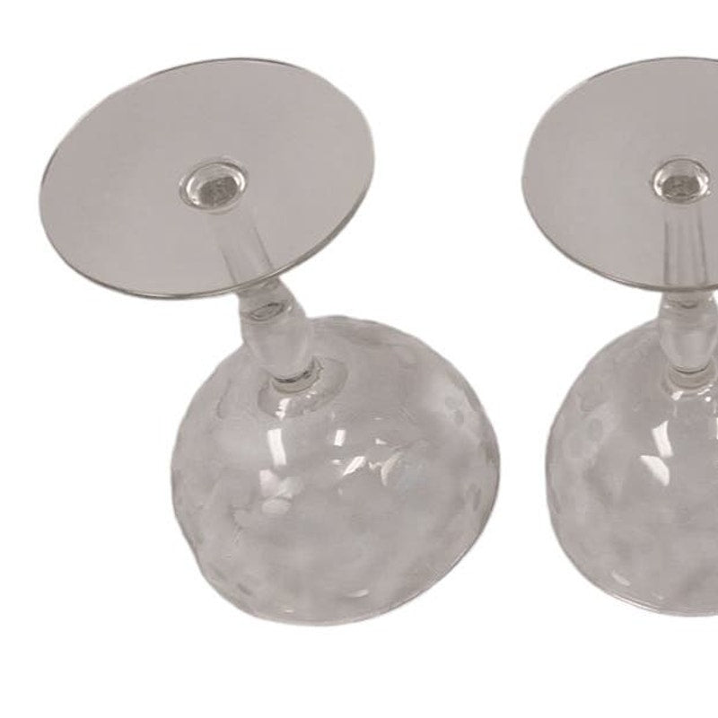3 Vintage Delicate Glass Polka Dot Leaves Stemmed Drinking Wine Glasses w Chip