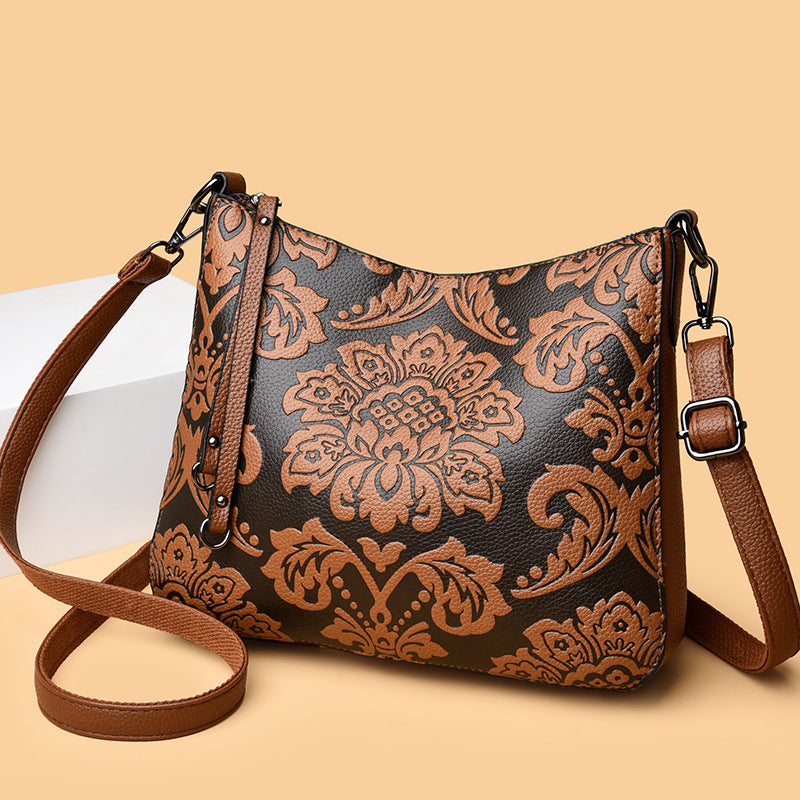 Women's PU Leather Crossbody Messenger Bag - Multi-Compartment Shoulder Bag