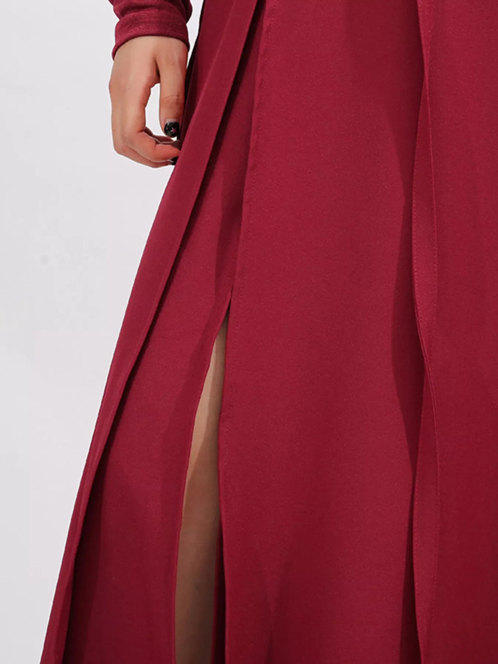 Slit Spaghetti Strap Long Sleeve Dress