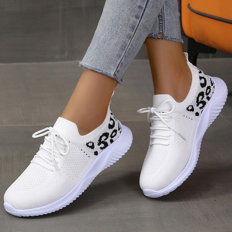 Leopard Print Lace-Up Sneakers