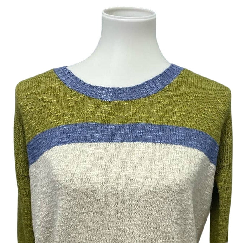 Kensie Womens Small Long Sleeve Striped Polyester Blend Pullover Sweater
