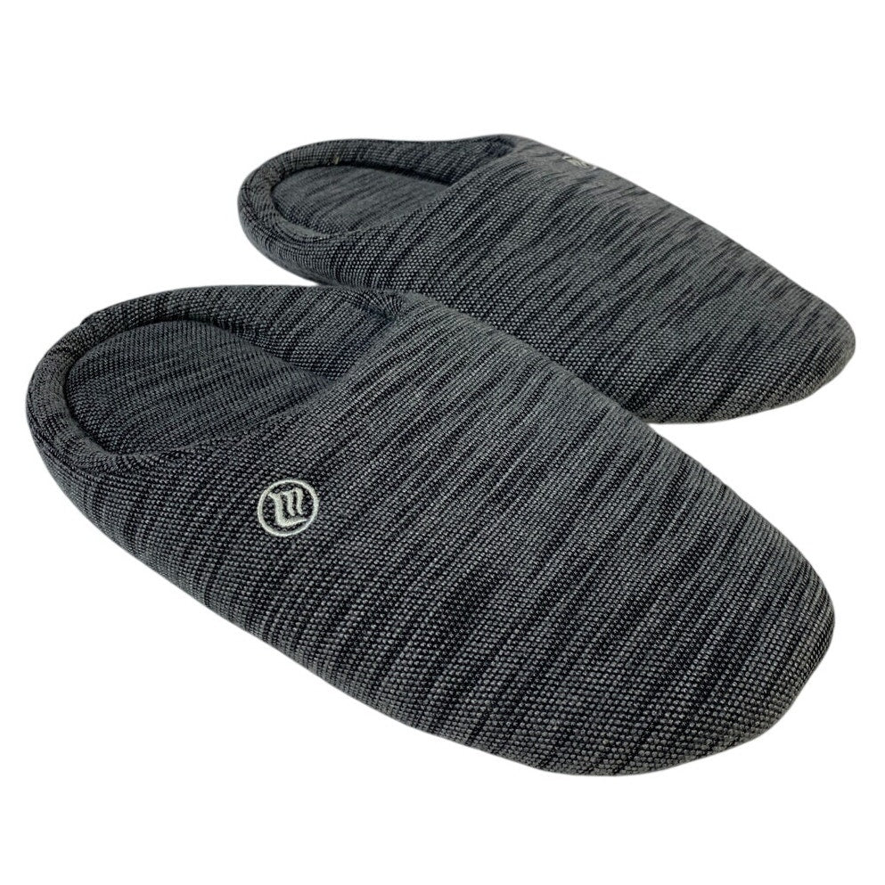 Mens Size 9-10 Gray Heathered Slippers Round Toe Slip On House Shoes