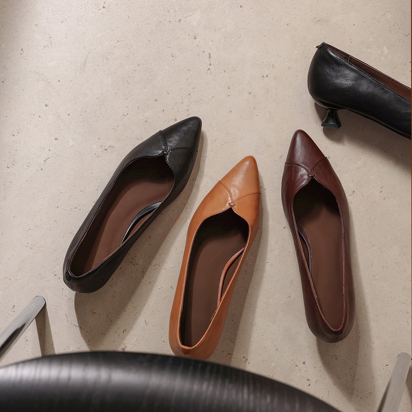 Women's Washed Cowhide Kitten Heel Pumps | Pointed Toe Leather Dress Shoes