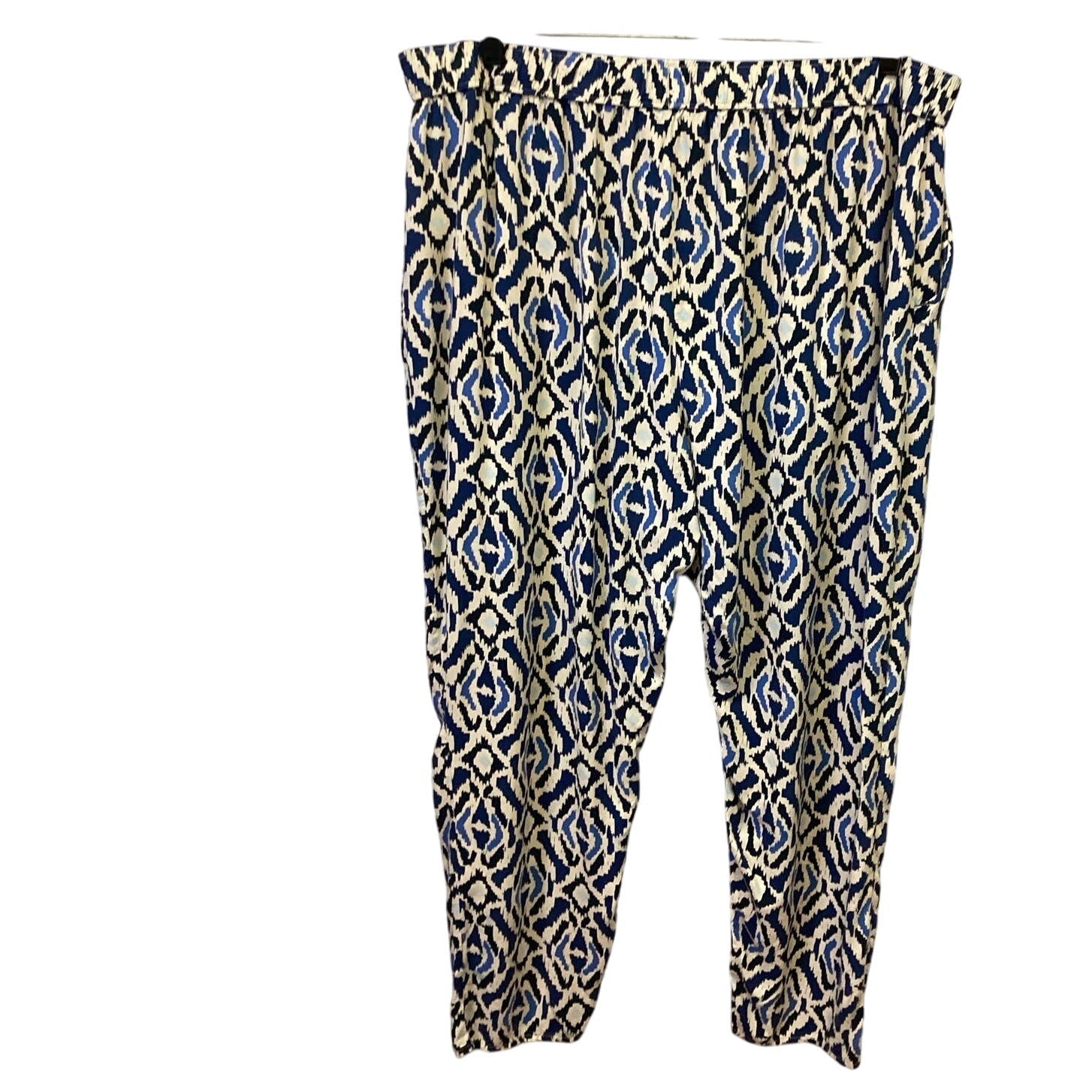 F&F Womens Size 18 Drawstring Elastic Waist Geometric Flowy Tapered Leg Pants