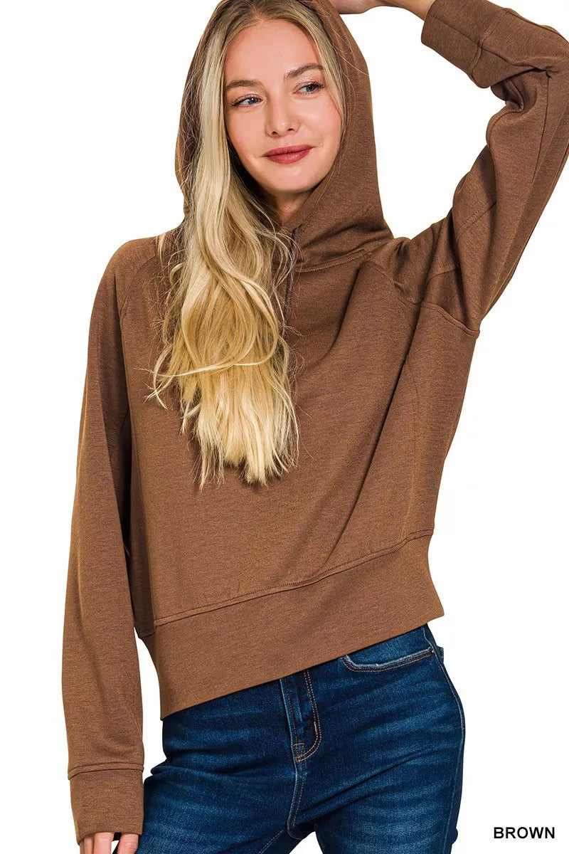 Zenana Drawstring Scuba Hoodie