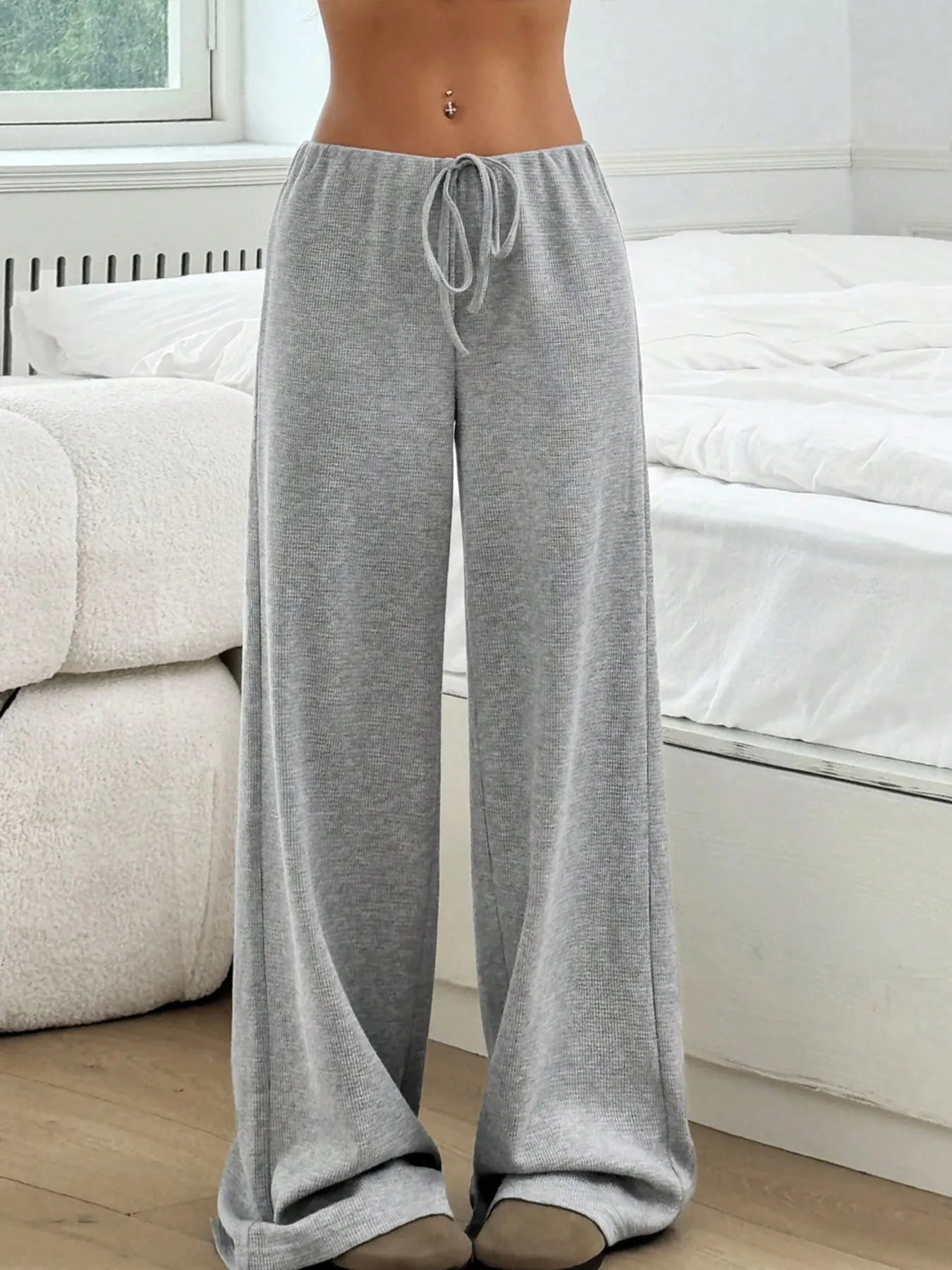 Striped Wide Leg Drawstring Pants