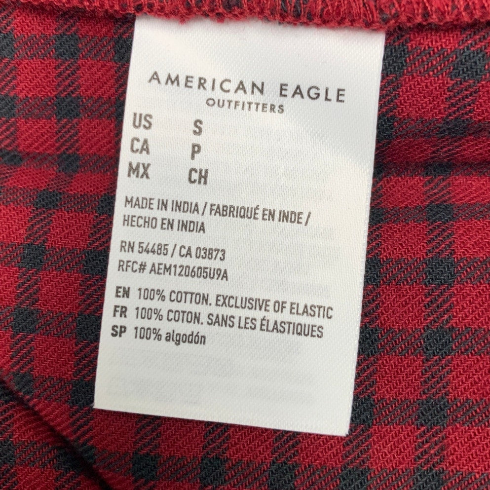New American Eagle Womens Small 100% Cotton Long Sleeve Plaid Dress