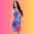 Vibrant Alcohol Ink Bodycon Dress for EDM Festivals
