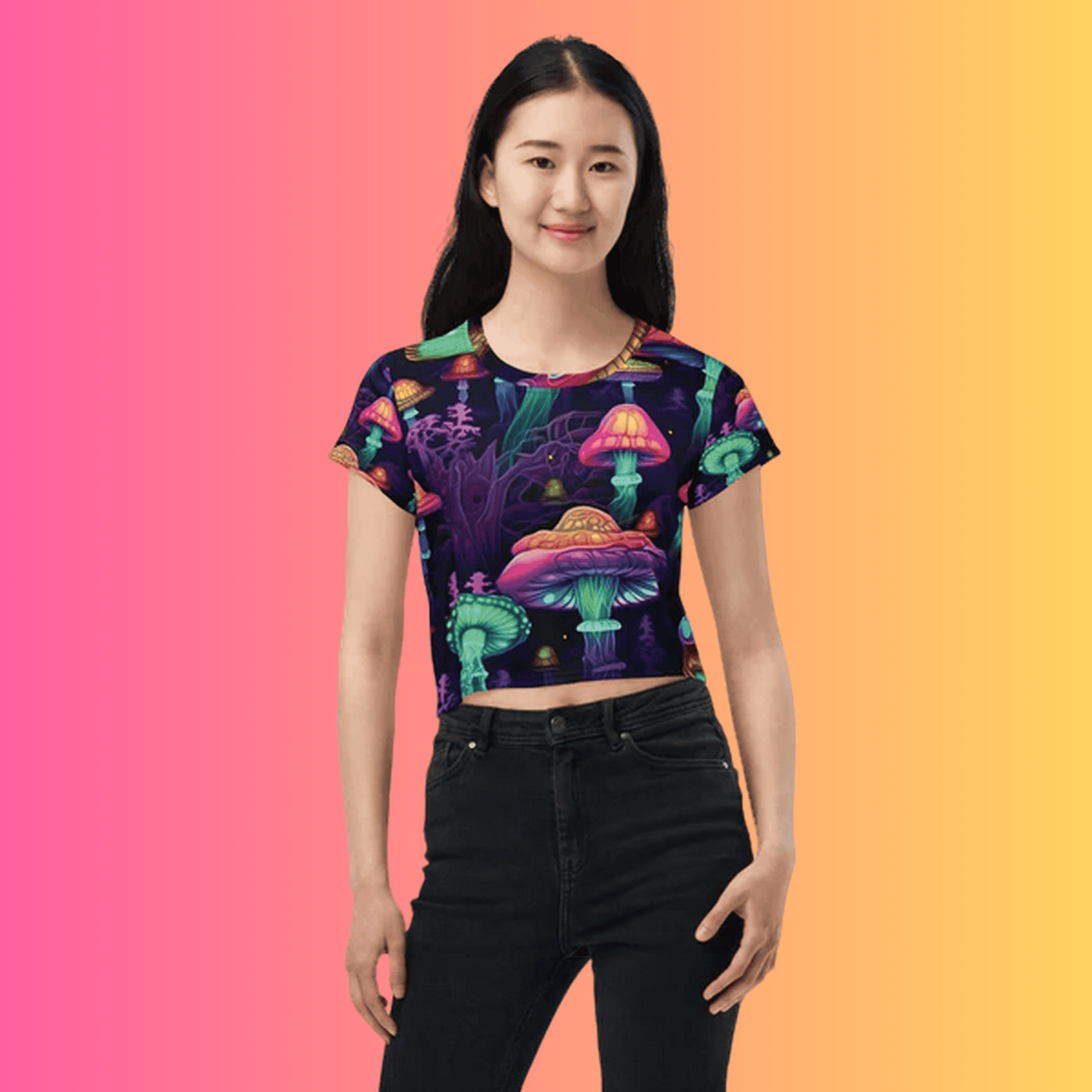 Psychedelic Mushroom Crop Top for Festivals & Raves