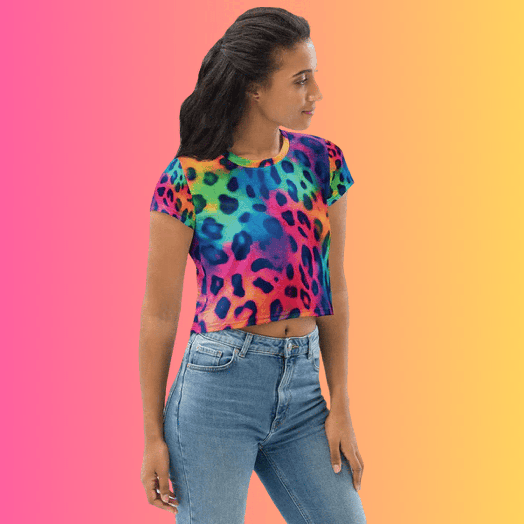 Neon Leopard Print Crop Top for EDM Lovers