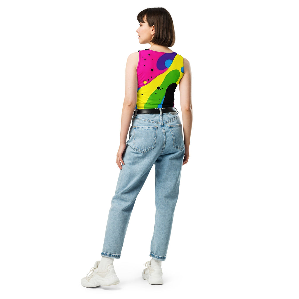Color Splash Woman's Crop Top Tank Top For EDM Rave Festival Outfit Clothing