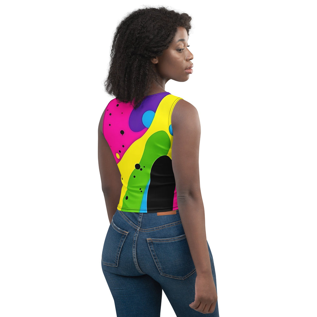 Color Splash Woman's Crop Top Tank Top For EDM Rave Festival Outfit Clothing